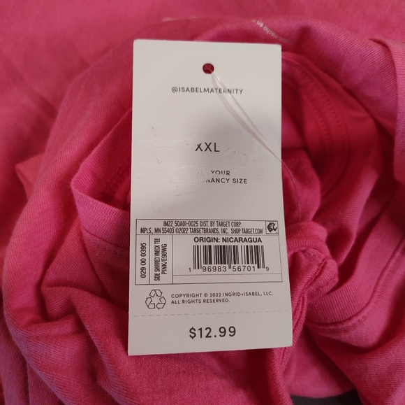 Isabel Maternity Ruched Sides V-Neck Maternity Shirt Pink - Picture 5 of 5